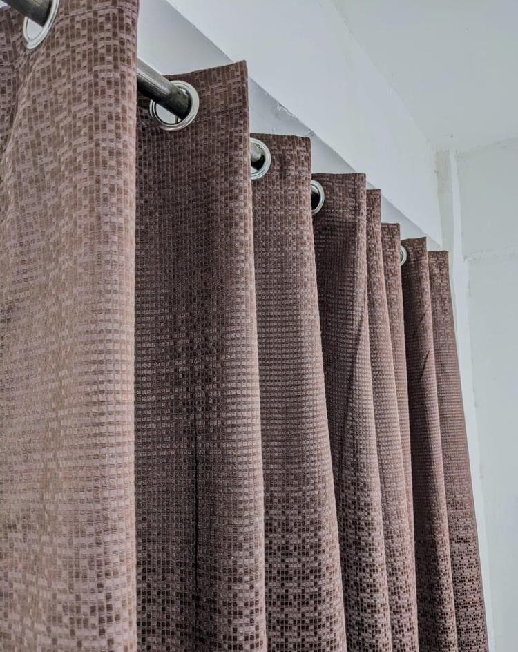 Plain Dabbi Self Shaded Curtains Style 1