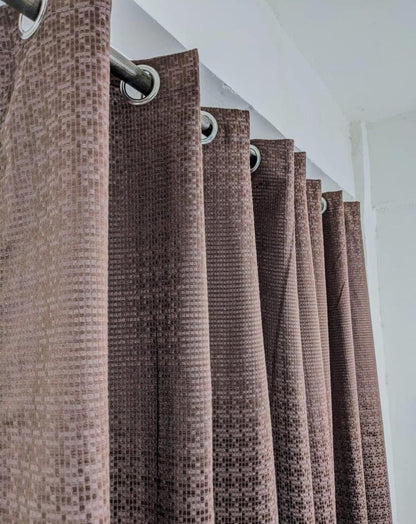 Plain Dabbi Self Shaded Curtains Style 1