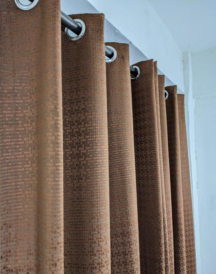 Plain Dabbi Self Shaded Curtains Style 4