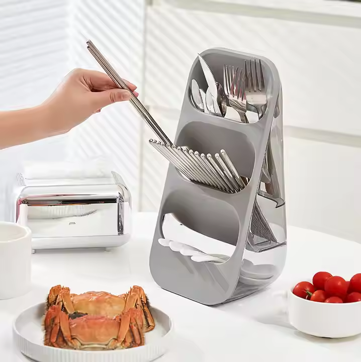 3-Layer Cutlery & Kitchen Tools Storage Rack – Vertical Knife, Spoon & Fork Organizer