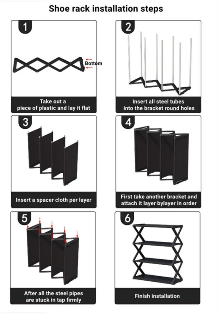 Shoe Rack - X-shaped - 4 Tier, Shoes Organizer