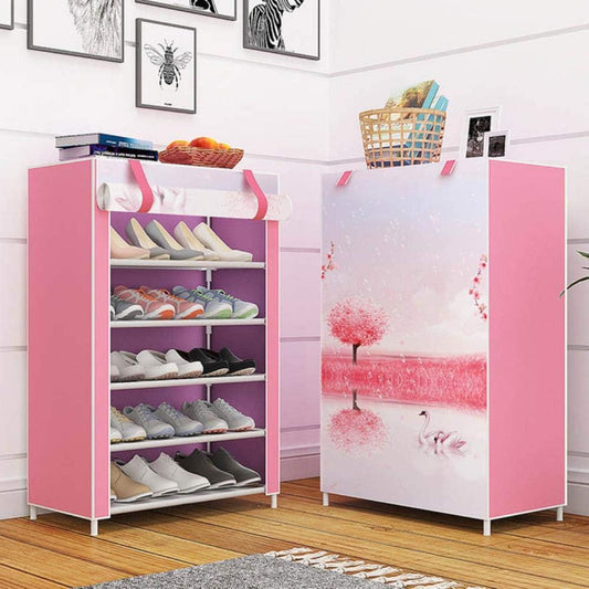 Premium 5-Layers Portable Shoe Rack with Dustproof Cover – Attractive Designs