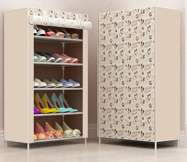 Premium 5-Layers Portable Shoe Rack with Dustproof Cover – Attractive Designs
