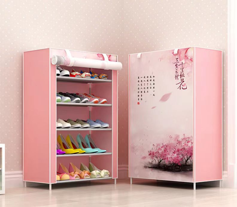 Premium 5-Layers Portable Shoe Rack with Dustproof Cover – Attractive Designs