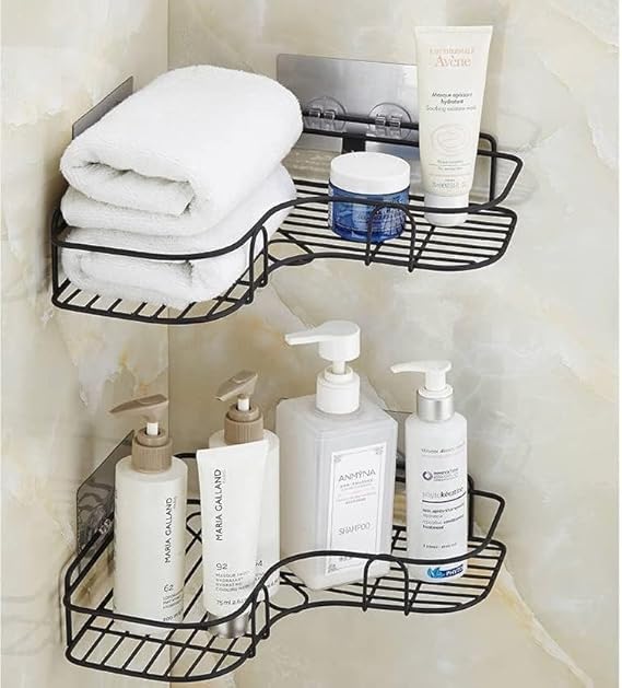 Wall-Mounted Metal Bathroom Corner Shelf Organizer – Multipurpose Storage Solution