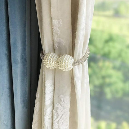 Magnetic Curtain Tiebacks/Magnetic Pearl Curtain Buckle (One Pair)