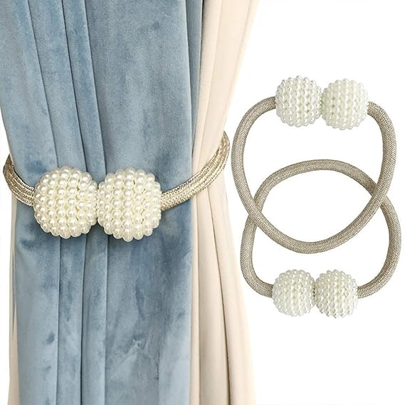 Magnetic Curtain Tiebacks/Magnetic Pearl Curtain Buckle (One Pair)