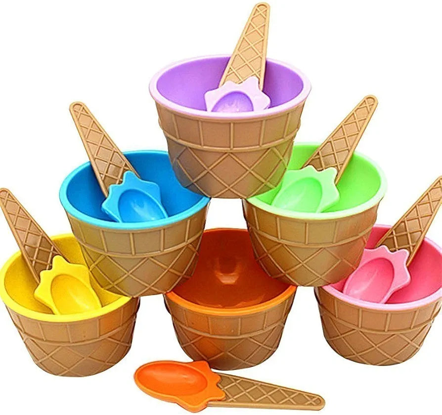 Ice Cream Bowls and Spoons - Cone Shape