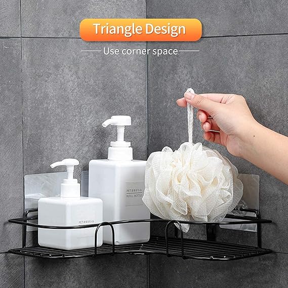Wall-Mounted Metal Bathroom Corner Shelf Organizer – Multipurpose Storage Solution