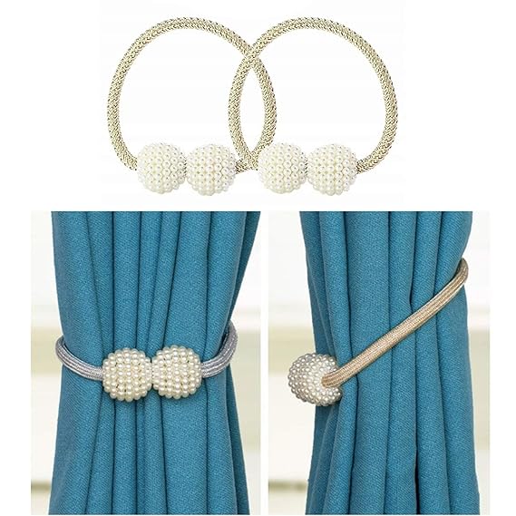 Magnetic Curtain Tiebacks/Magnetic Pearl Curtain Buckle (One Pair)