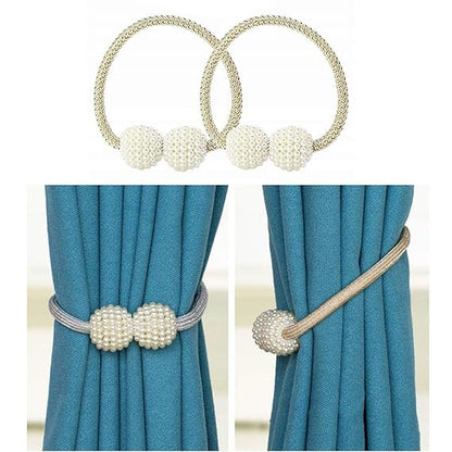 Magnetic Curtain Tiebacks/Magnetic Pearl Curtain Buckle (One Pair)