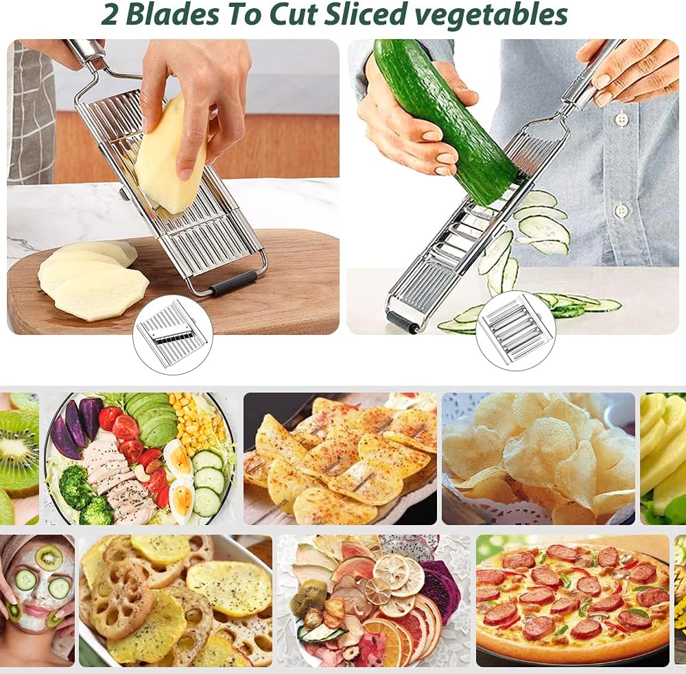 Multi-Functional Stainless Steel Vegetable Slicer & Grater Set – 3 in 1 - Stainless Steel
