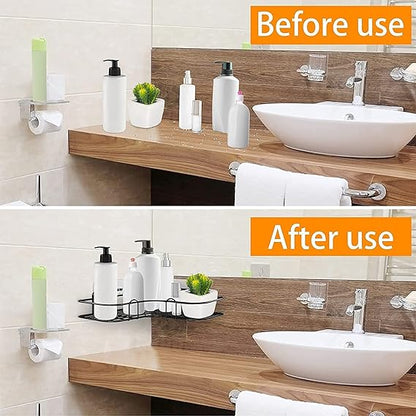 Wall-Mounted Metal Bathroom Corner Shelf Organizer – Multipurpose Storage Solution