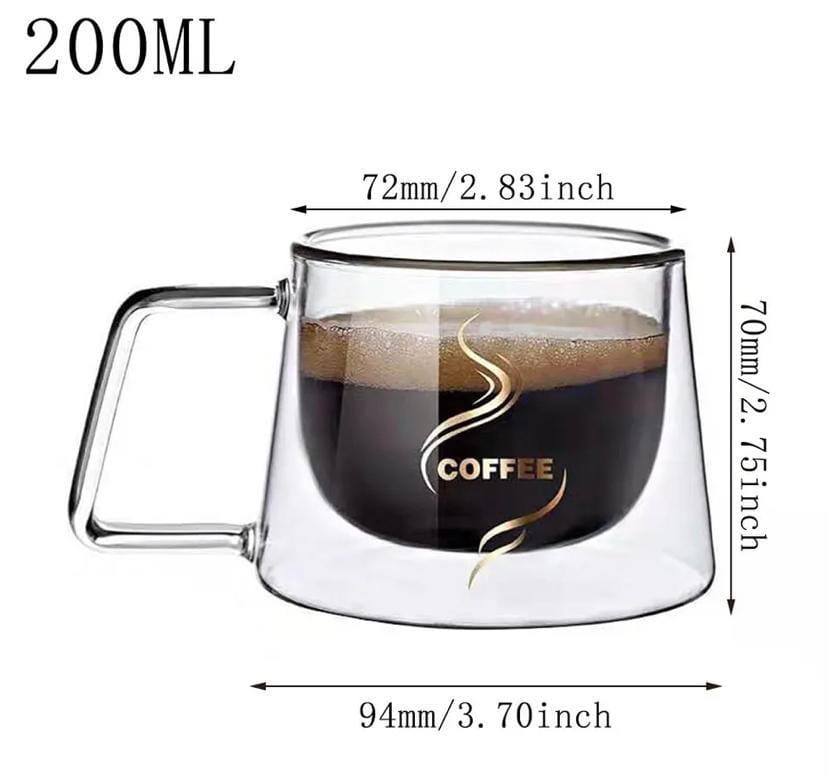 Transparent double bottom glass mug