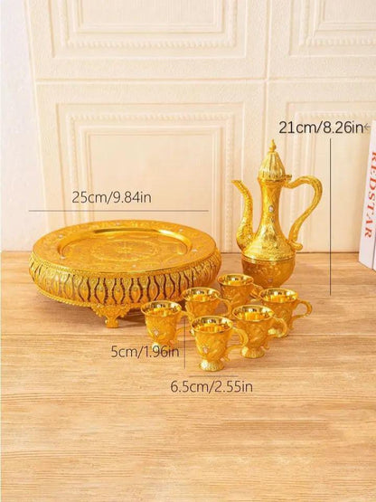 8 Pcs Vintage style Flagon, Cups and Tray Set