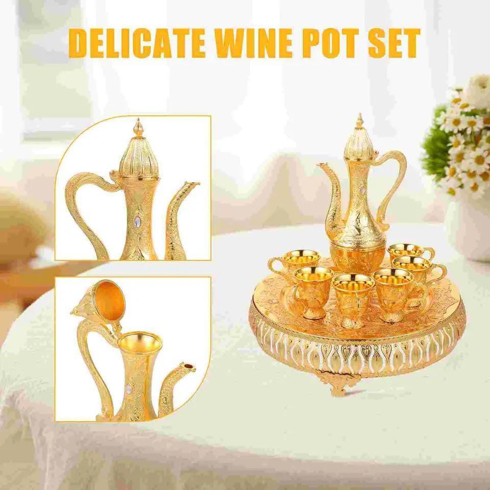 8 Pcs Vintage style Flagon, Cups and Tray Set