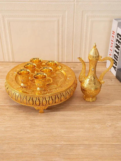 8 Pcs Vintage style Flagon, Cups and Tray Set