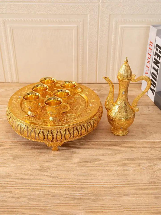 8 Pcs Vintage style Flagon, Cups and Tray Set