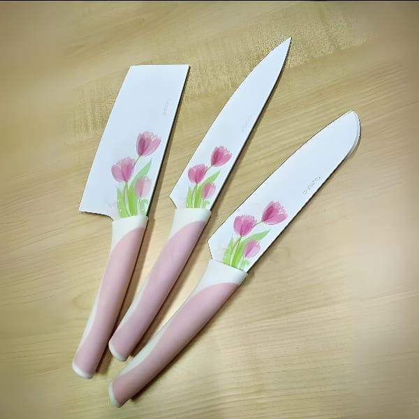 Imported 5 PCs Classic Flower Coated Knives Set