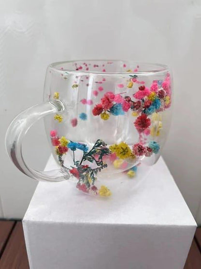 Real Flowers Double Layer Glass Cup 250ml