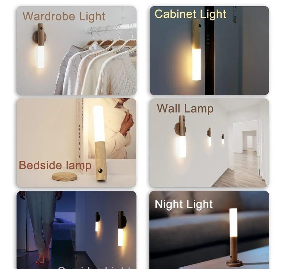 Wooden LED Wall Lamp With Motion Sensor-Intelligent Induction Light