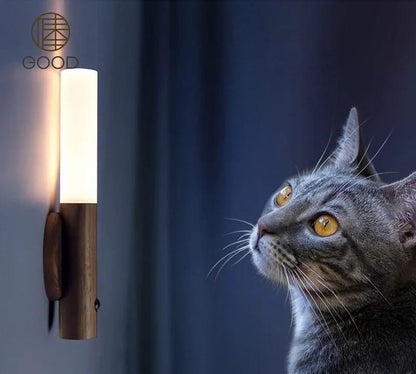Wooden LED Wall Lamp With Motion Sensor-Intelligent Induction Light