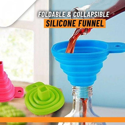 Collapsible Silicone Foldable Funnel, Pack of  2