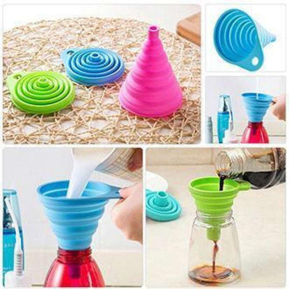 Collapsible Silicone Foldable Funnel, Pack of  2