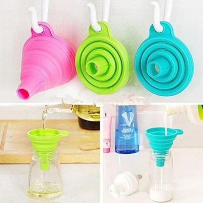 Collapsible Silicone Foldable Funnel, Pack of  2
