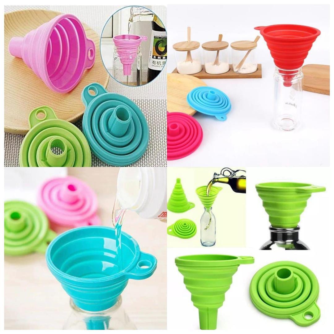Collapsible Silicone Foldable Funnel, Pack of  2