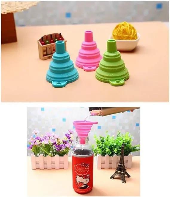 Collapsible Silicone Foldable Funnel, Pack of  2