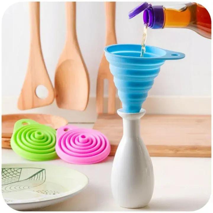 Collapsible Silicone Foldable Funnel, Pack of  2