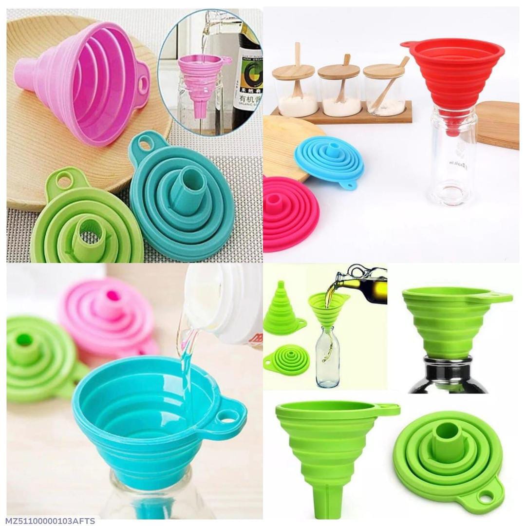 Collapsible Silicone Foldable Funnel, Pack of  2
