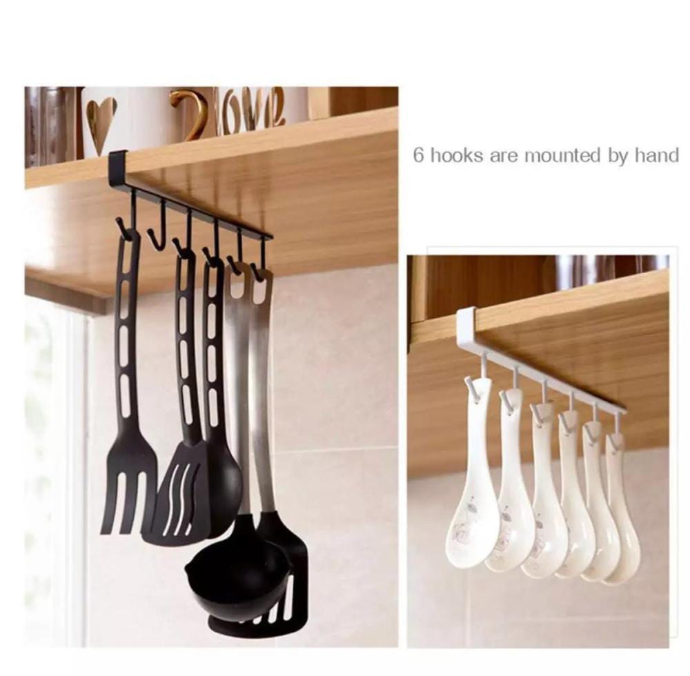 6 Hooks Wall Mounted Utensils Hanging