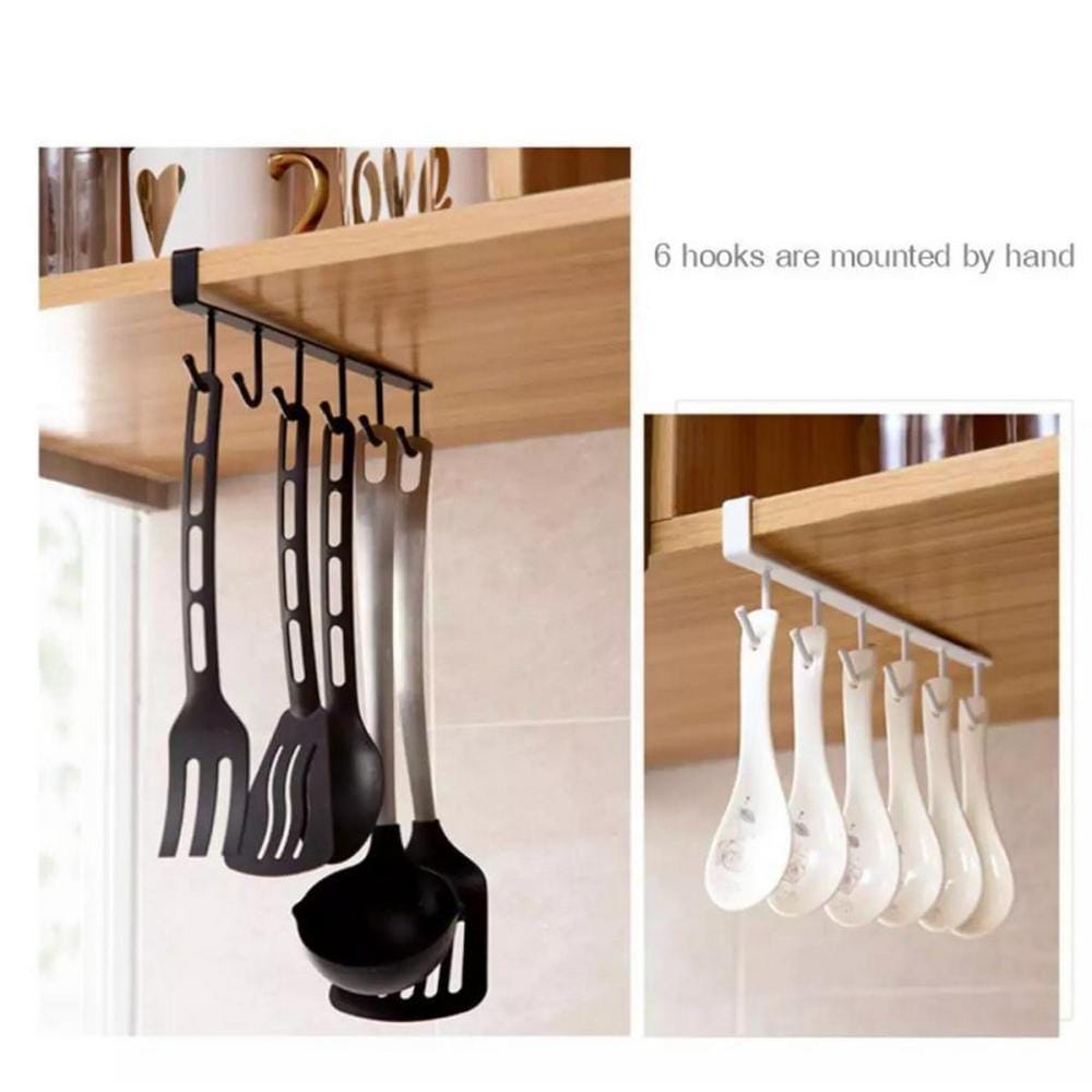 6 Hooks Wall Mounted Utensils Hanging