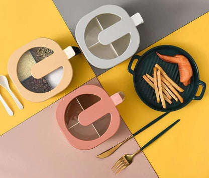 4 in 1 Partition Kitchen seasoning spice box/4 Portion Masala Box with Spoon