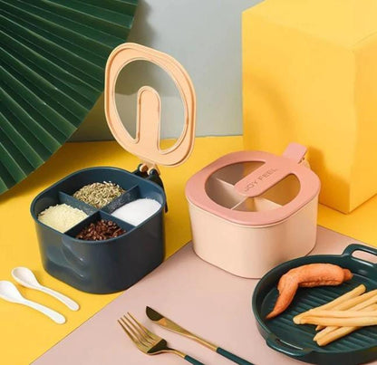 4 in 1 Partition Kitchen seasoning spice box/4 Portion Masala Box with Spoon