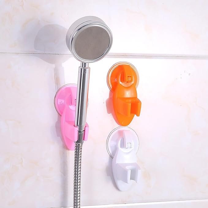 Wall Mount Suction Shower Holder/Adjustable Bathroom Shower Head Holder Plastic/ Wall Mount Shower Movable Bracket (Pack of 3)
