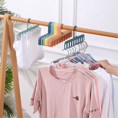 9-Hole Multi-Purpose Plastic Hanger (Pack of 4 - Random Colors)