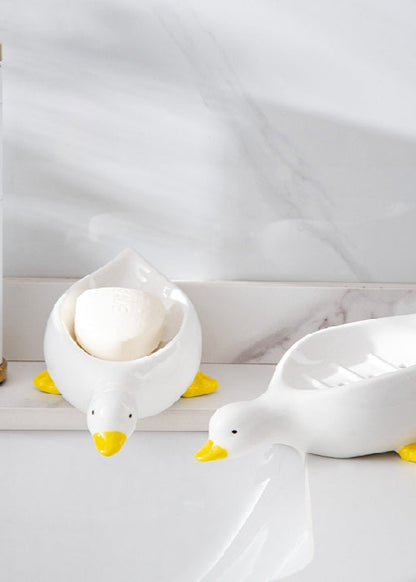 Adorable Duck-Shaped Soap Dish - Self-Draining (Pack of 2)