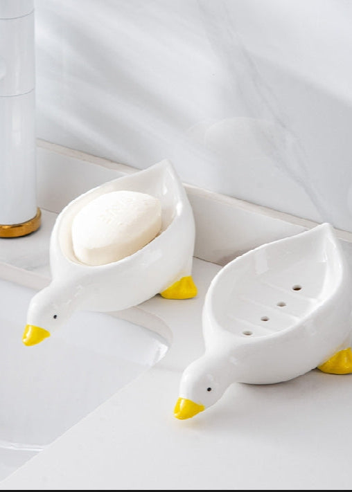 Adorable Duck-Shaped Soap Dish - Self-Draining (Pack of 2)