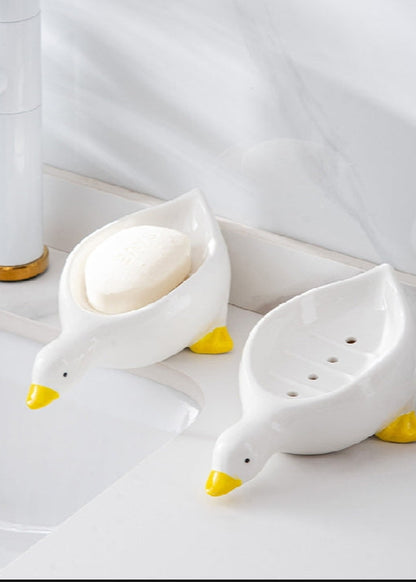 Adorable Duck-Shaped Soap Dish - Self-Draining (Pack of 2)