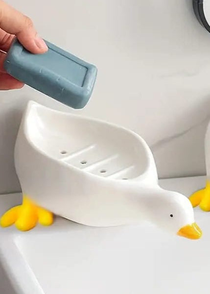 Adorable Duck-Shaped Soap Dish - Self-Draining (Pack of 2)