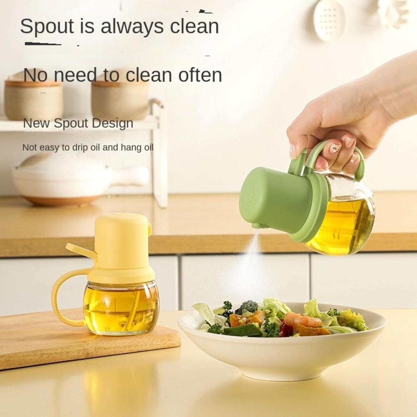 Oil Spray Bottle, Leakproof Oil Can, Durable Transparent Glass Oil Dispenser, 200ml