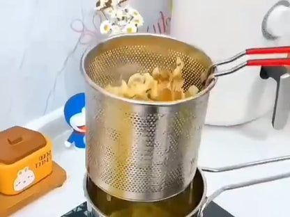 Mini Stainless Steel Multifuntional Deep Fryer with Long Handle/Mini Fryer Handheld Frying Pot Household Deep Fryer Pot