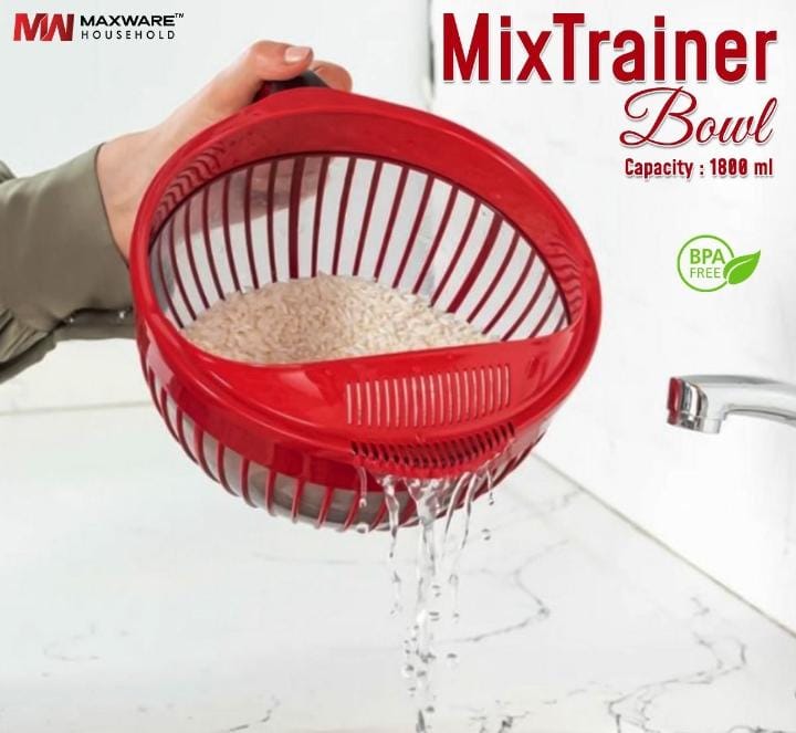 Hanso Mixing Bowl With Lid - Multi-Purpose Mixer Bowl (3.0 Lt.) - Mixing Bowl for Hand Mixers (RED)