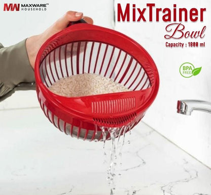 Hanso Mixing Bowl With Lid - Multi-Purpose Mixer Bowl (3.0 Lt.) - Mixing Bowl for Hand Mixers (RED)