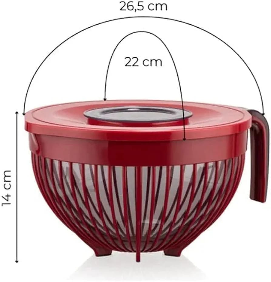 Hanso Mixing Bowl With Lid - Multi-Purpose Mixer Bowl (3.0 Lt.) - Mixing Bowl for Hand Mixers (RED)