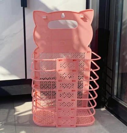 Mini Foldable Bathroom Laundry Basket Wall-mounted Dirty Clothes Storage Basket