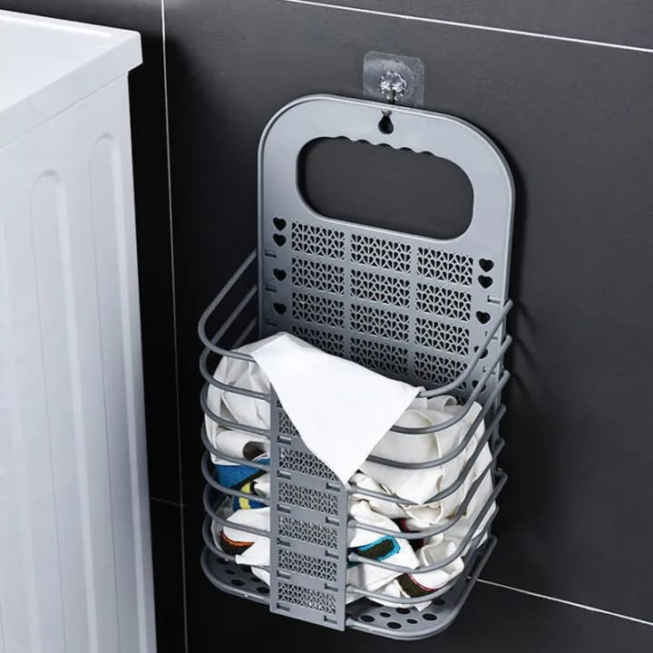 Mini Foldable Bathroom Laundry Basket Wall-mounted Dirty Clothes Storage Basket